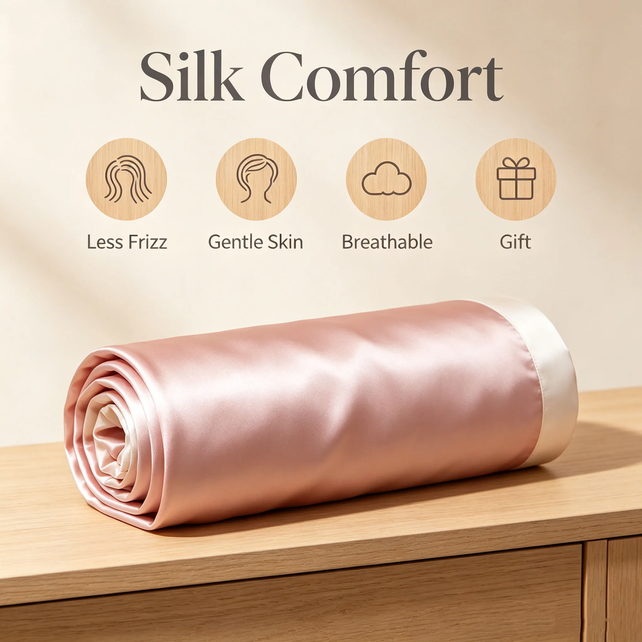 2Pcs 40 Momme Mulberry Silk Pillowcase Silk Face 100% Silk Front Solid Color Polyester Back Pillow Cover Set 48x74cm Pillow Case