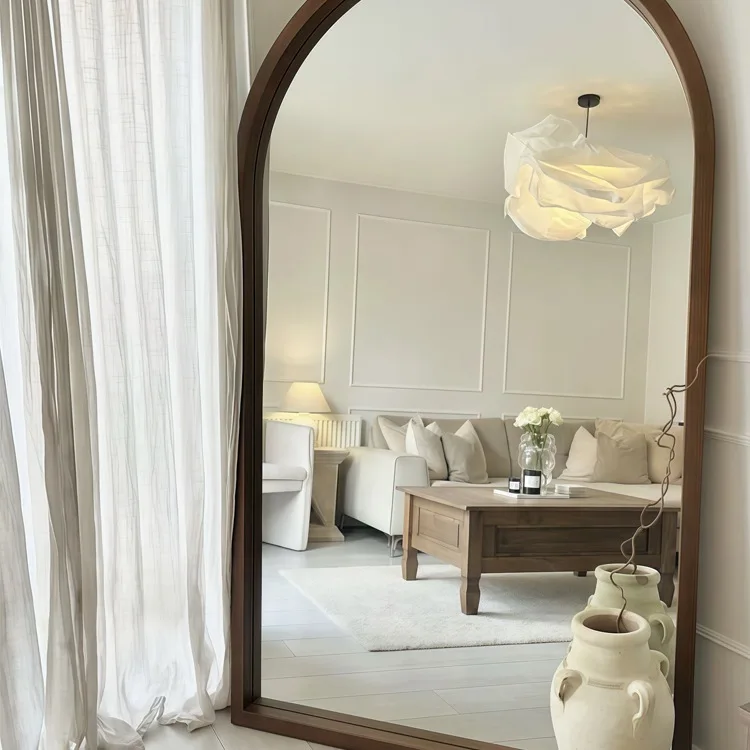 Retro mirror Arched full-body mirror American floor mirror European fitting  Living medieval Clothing store fu