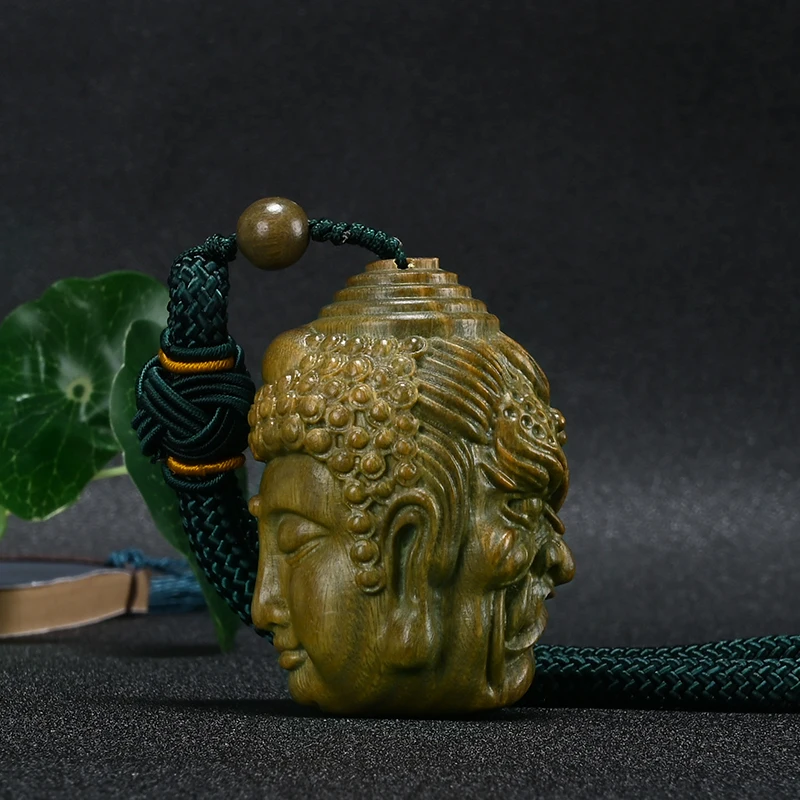 Argentine green sandalwood carving handicrafts, hand-carved Buddha and devil, hand-held pendant, hand-played gift-giving