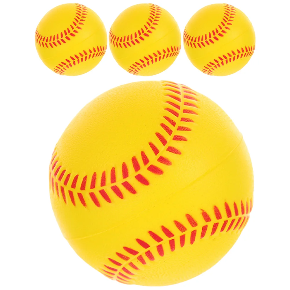 4 Pcs PU Sponge Training Baseball Softballs for Kids Indoor Practice Lightweight Bright Colors Sports Balls Set Softball