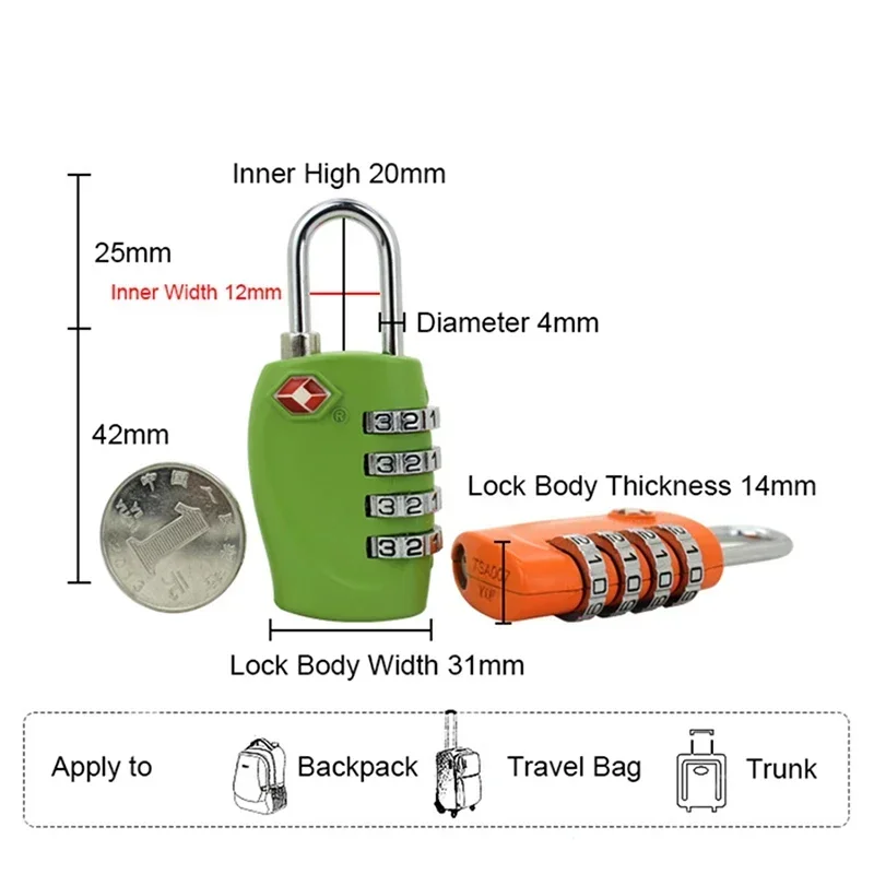Ổ Khóa TSA Thông Minh Kết Hợp Móc Khóa Dành Cho Du Lịch Hành Lý Vali Chống Trộm Mã Khóa Móc Gài Phong Tục Khóa Mật Khẩu