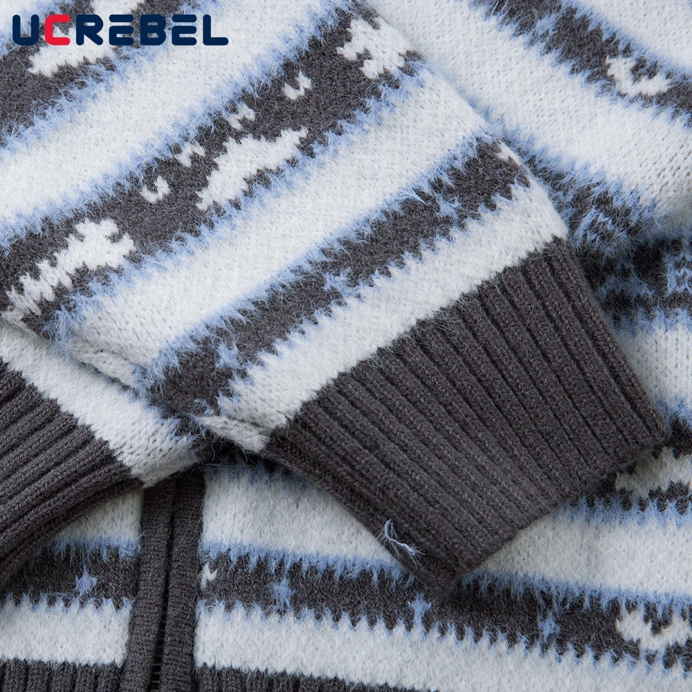 الرجعية الجاكار مقنعين سترة رجالي تقسم الخريف الشتاء الشارع الشهير محبوك طويلة الأكمام Sweatercoat رجل