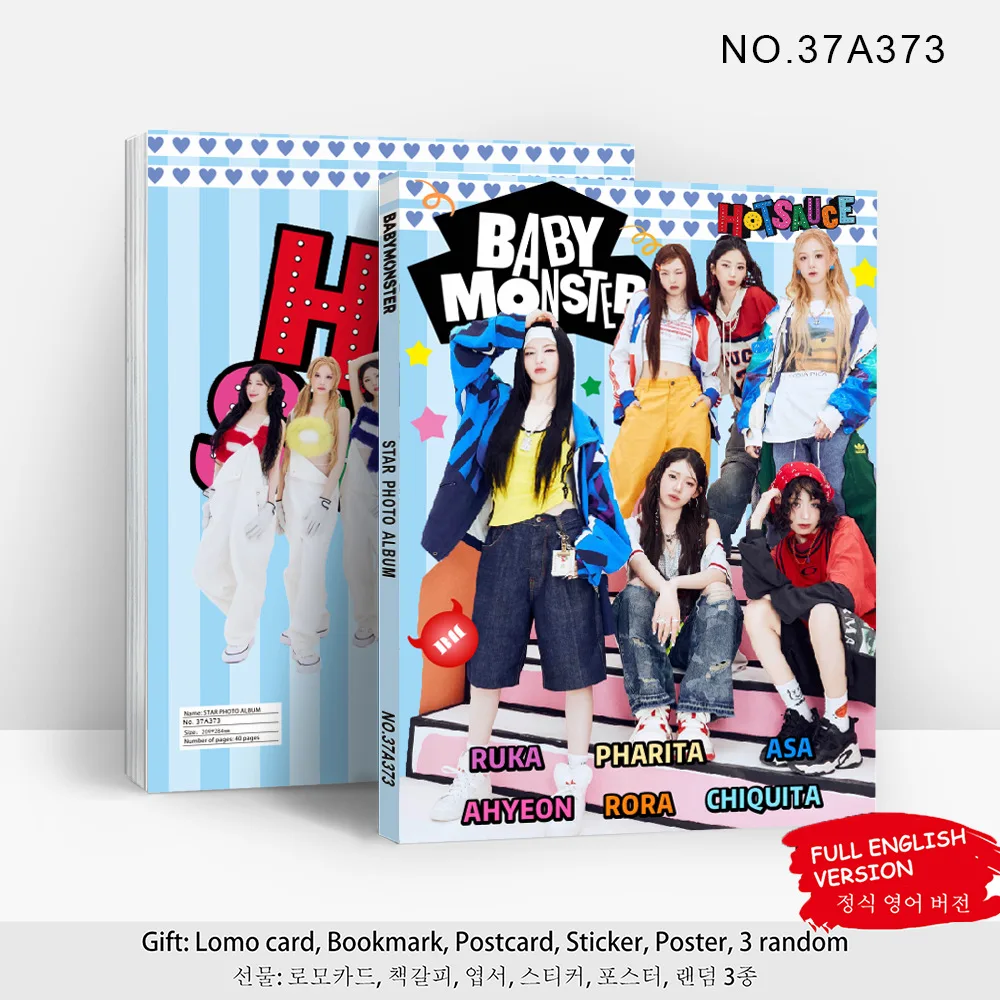 Afbeelding 4: Kpop Idol BABYMONSTER Nieuwe Album HOT SAUCE Portret Fotogalerij Poster Bladwijzer Collectie Kaart HARAM AHYEON CHIQUITA Fans Gift