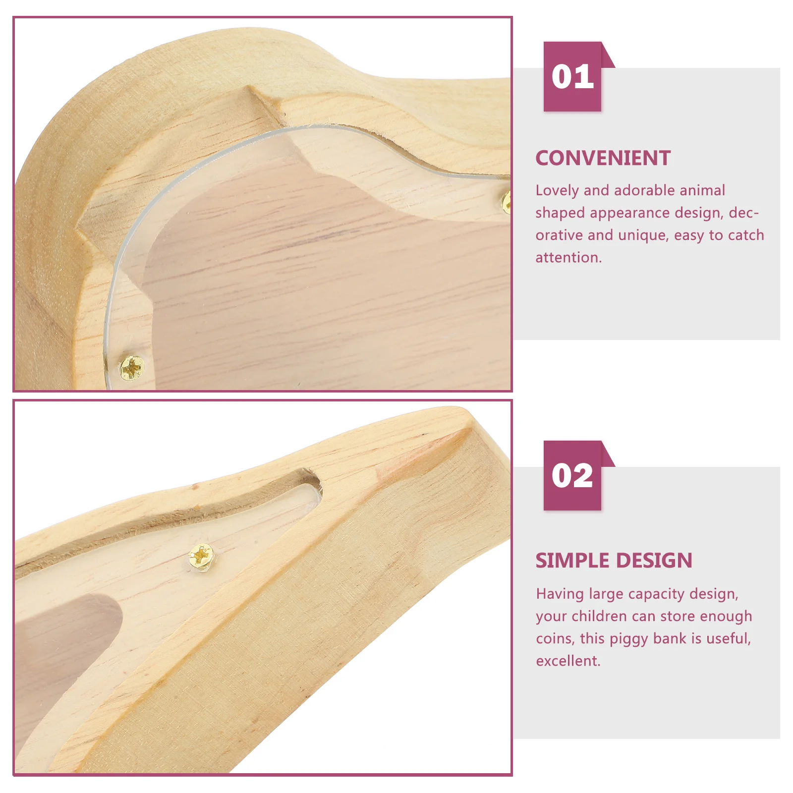 

Wooden Animal Shaped Piggy Bank Large Capacity Money Saving Box Decorative Desktop Coin Collector Gift Piggy Bank