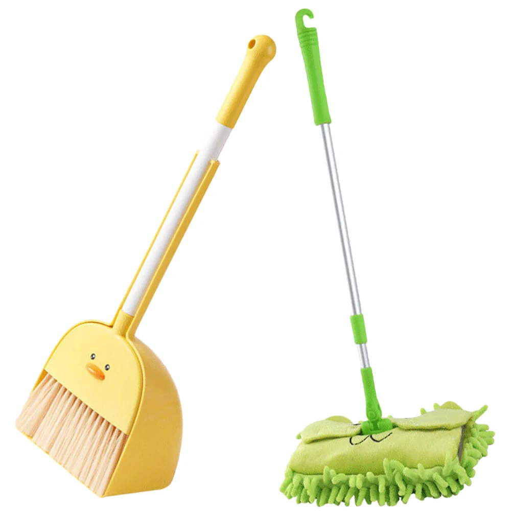 

Mop Children's Broom Dustpan Mini Sweeping and Mopping Toy Set 3 Pieces Home Cleaner Kid Housekeeping Helper For