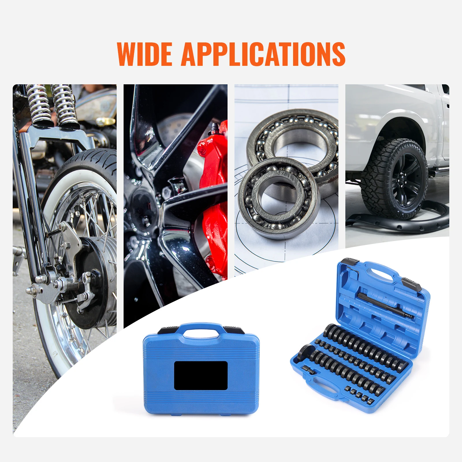 VEVOR 52PCS Custom Bushing Bearing & Seal Driver Set Transmission Wheel Axle Bearing Race Seal Driver Remover 18-65mm & 74mm