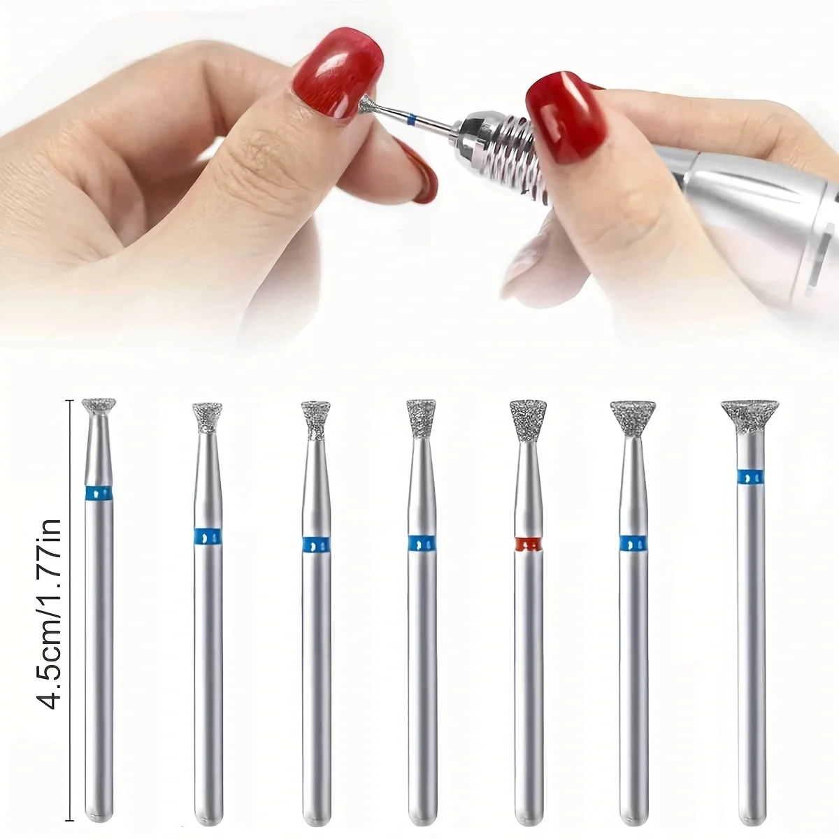 7 ピース/セットキューティクルクリーンネイルドリルビット削除オーバーフロー接着剤ツールネイルエッジ治療ダイヤモンド研削盤アクセサリー