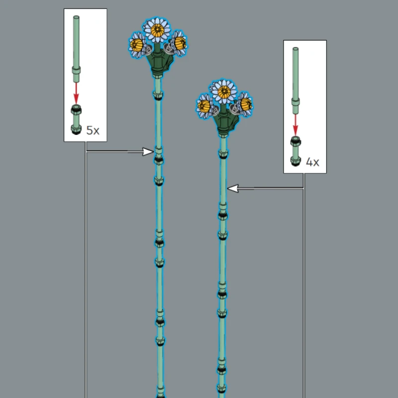 Bloques de Construcción Románticos con Flores Rosadas, 10342, Compatibles con Piezas Lego, Ideales para Regalos de Navidad, 749 Piezas