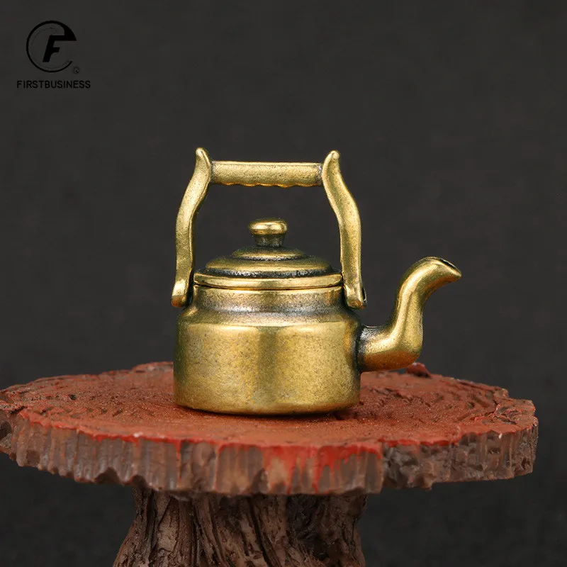 Antique Copper Mini Fingertip Kettle Teapot Pocket Incense Burner Retro Brass Tea Pet Home Decorations Accessories Desk Ornament