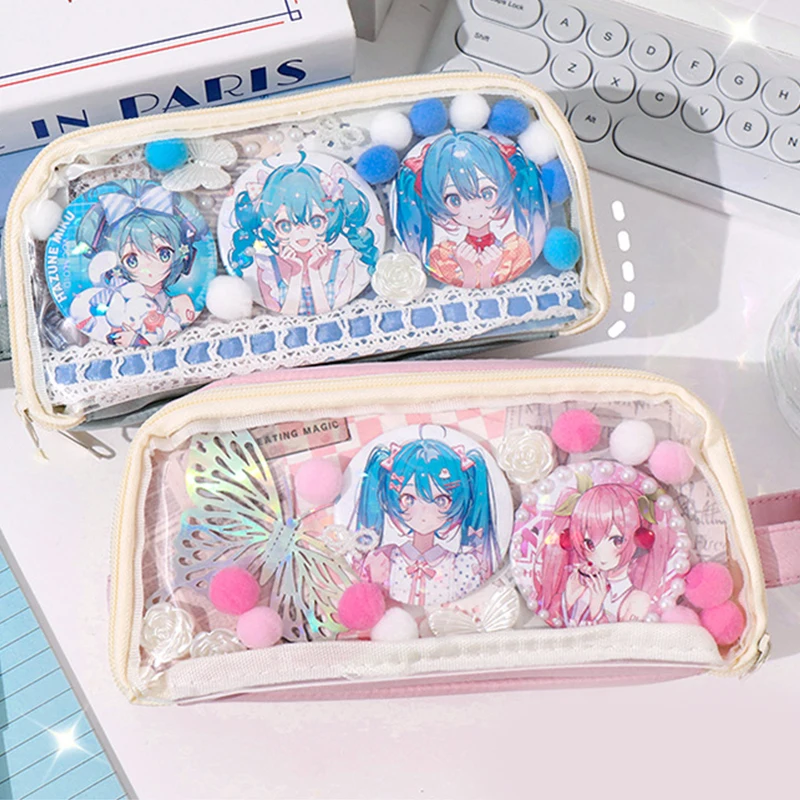 Exquisite Transparent Pencil Case Student Large Capacity Multifunctional Convenient Stationery Storage Bag Simple Pen Bag