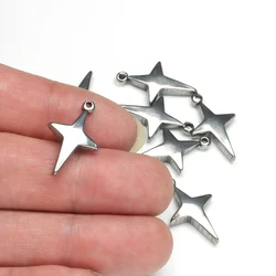 WZNB 4Pcs Solid Stars Charms Meteor Stainless Steel Pendant for Jewelry Making Handmade Earrings Necklace Diy Accessories