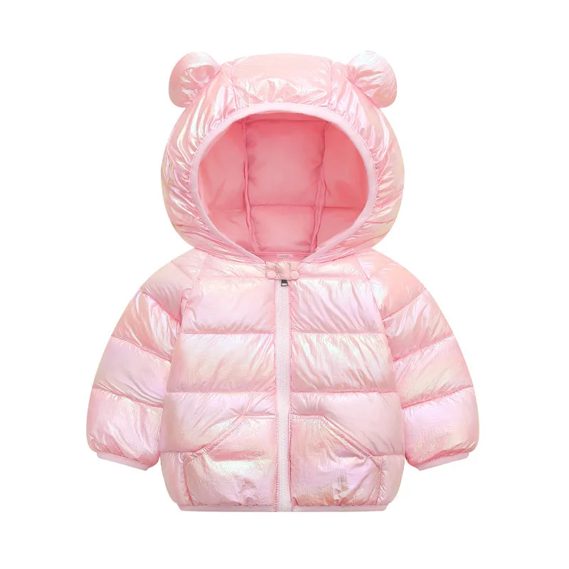 Baby Boys Girls Hooded Zipper Lightweight Down Jackets Kids Cotton-padded Solid Coat Children's Autumn Winter Warm Outerwear