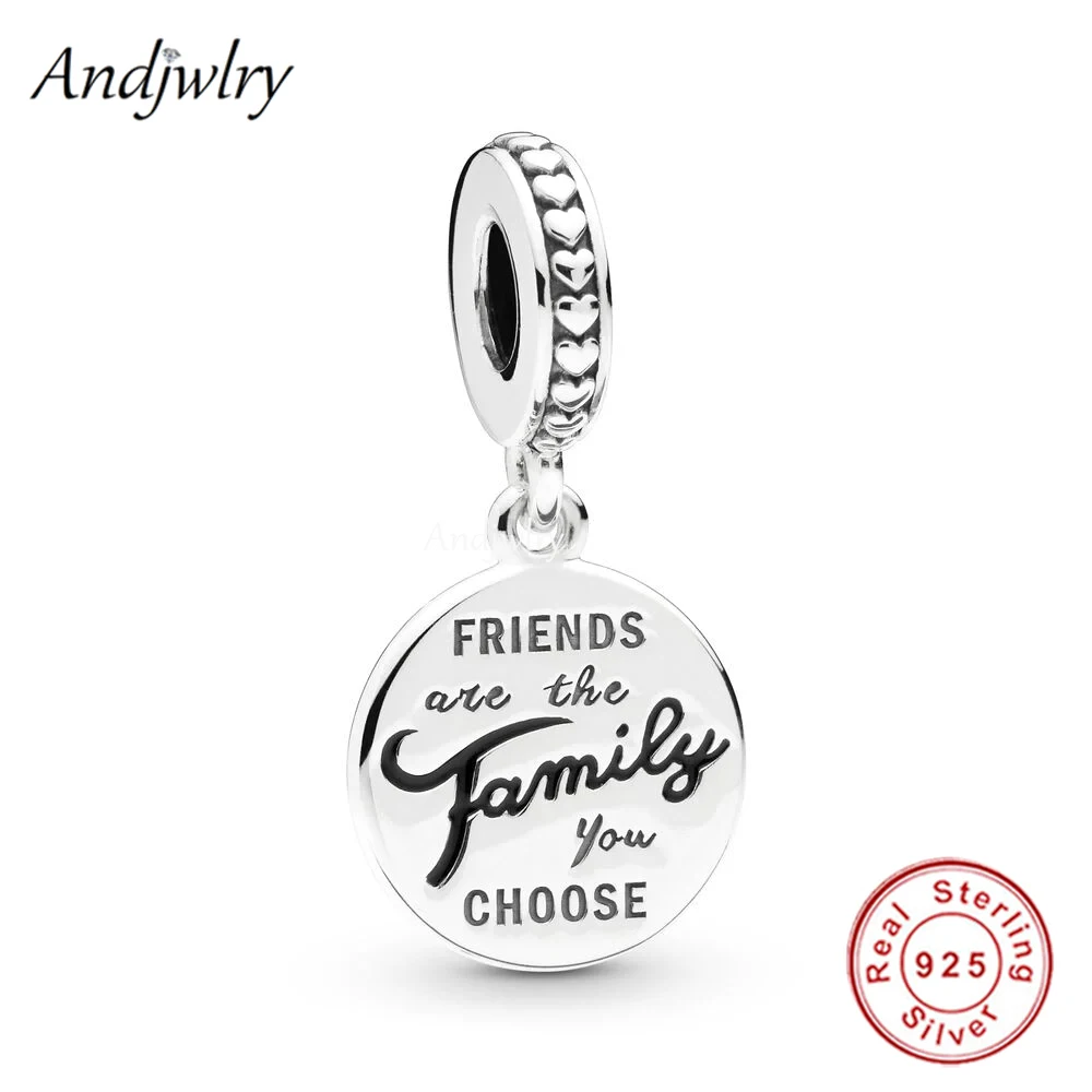 Friends Are Family Dangle Charm Fit Bracelet Silver 925 Original Dad Mom Grandad Grandma Sister Heart Bangle Jewelry Berloque