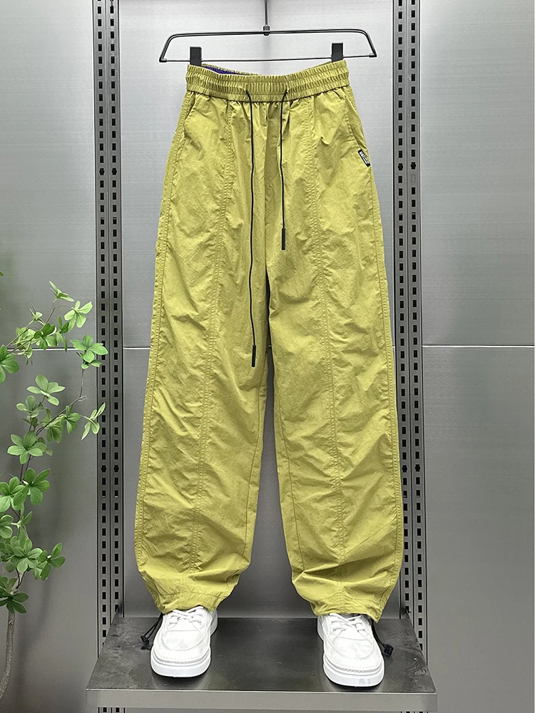 

Summer Thin American Casual Patchwork Dstring Loose Straight Leg Pants Men's Color Trendy Brand Qui Dry Casual Pants