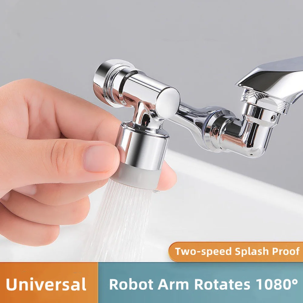 

Water Saving Faucet Extender 1080 Degree Rotating Robotic Arm Bubbler Sink Splash Proof Nozzle Tap Adapter Kitchen Accessories