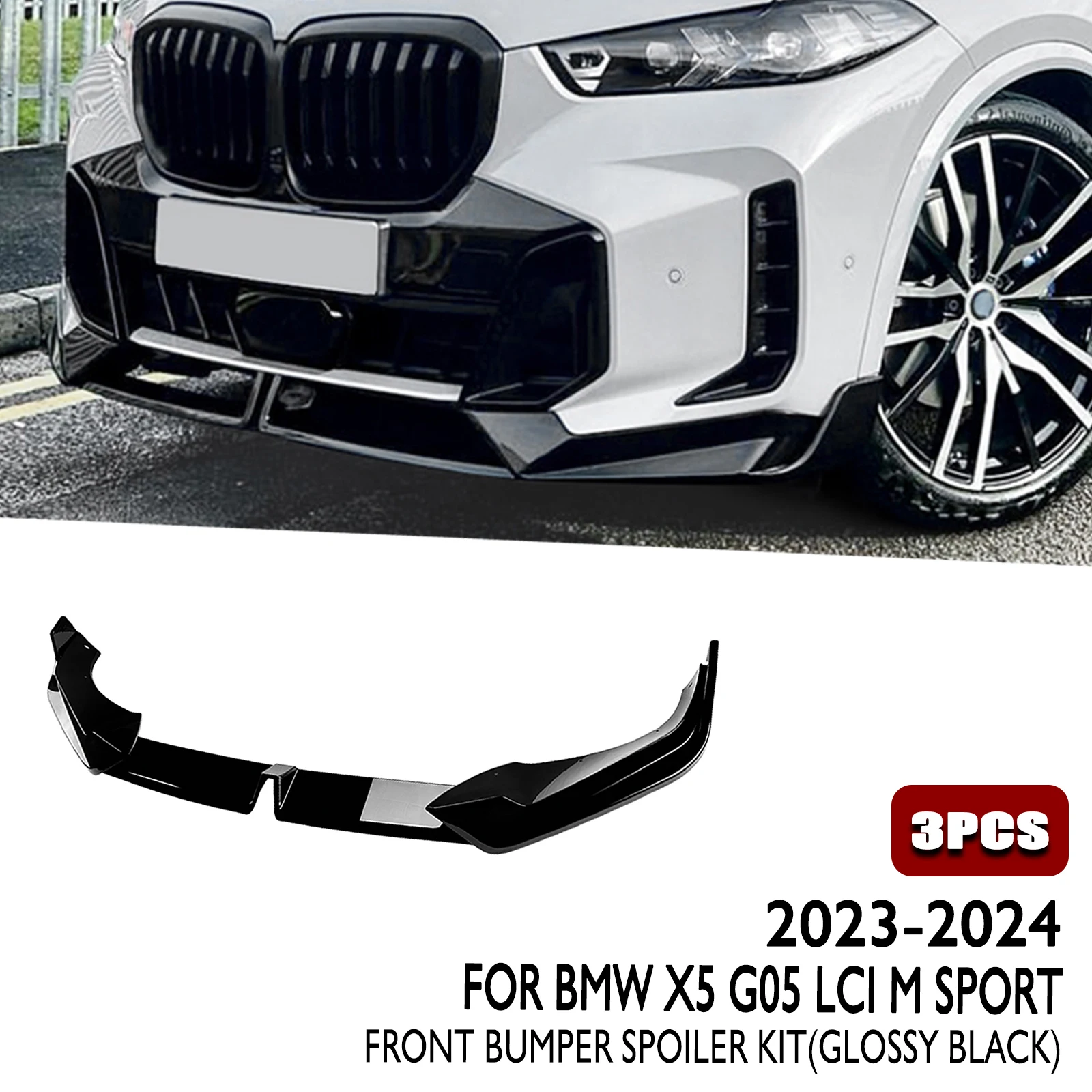 

Car Front Bumper Spoiler Lip Lower Splitter Protector Blade For BMW X5 G05 LCI M Sport 2023-2024