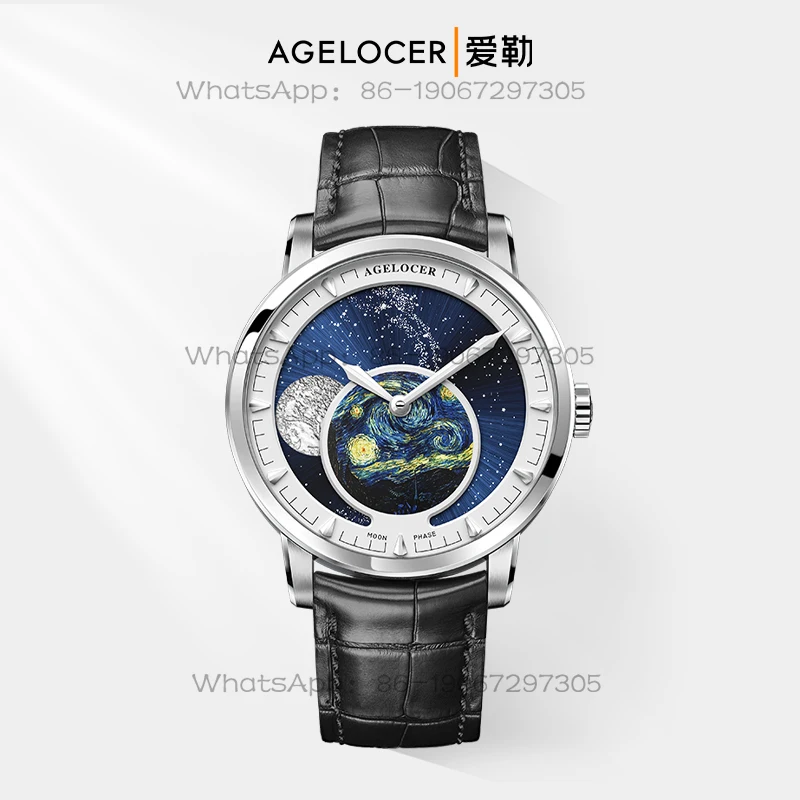 AILER AGELOCER Original Astronomer Men's Moon Phase Mechanical Watch Gives Boyfriend Birthday Gift