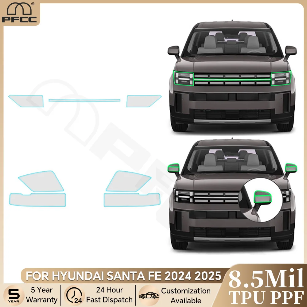 

For Hyundai Santa FE 2024 2025 Pre-cut PPF Bra Headlight Rearview B Pillars TPU Paint Protection Film Anti-scratch Clear Cover