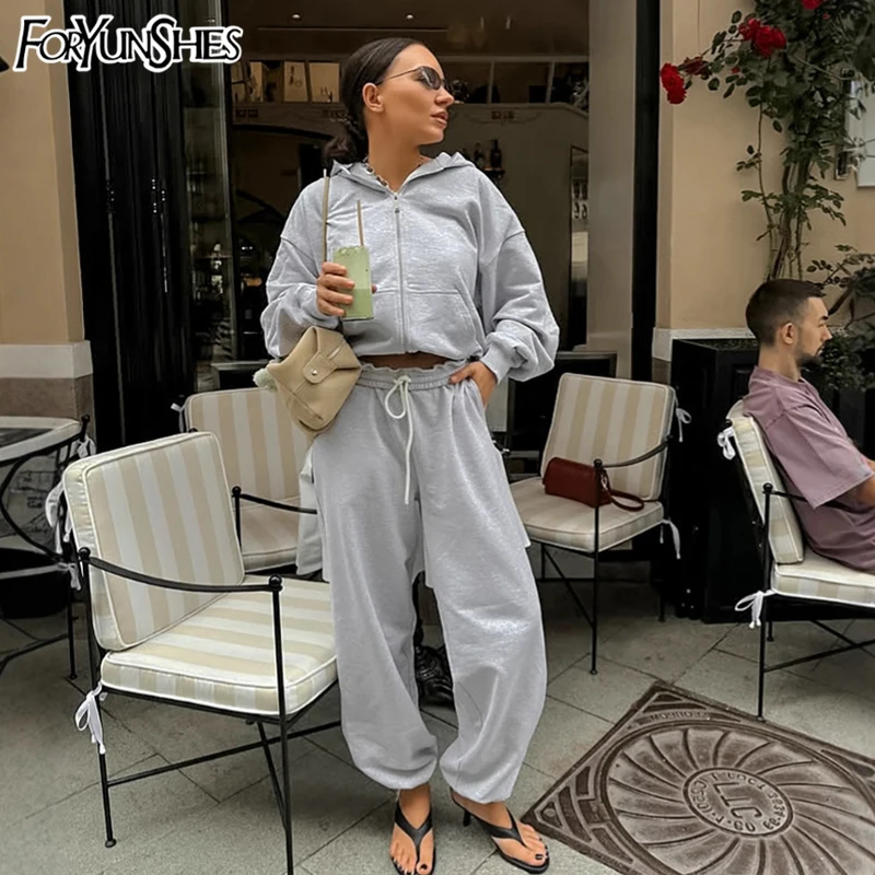 

Two Pieced Set Women Tracksuits Sexy Long Sleeve Hooded Sweatshirt+High Waist Drawstring Pants Outfits 2025 Spring Fall Clothes
