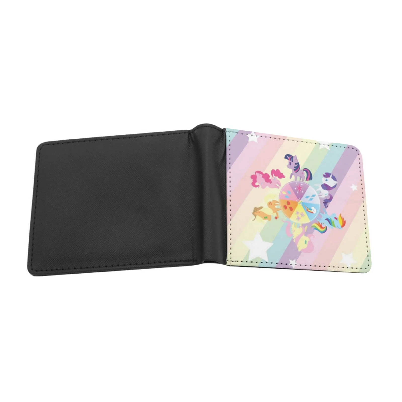 Rainbow Mane Six Personalized Men's Leather Wallet Card Money Bag Pu Leather Wallet Mlp Fluttershy Rarity Twilight Sparkle