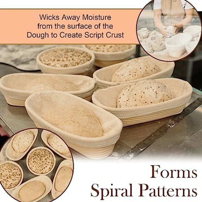 1Pcs Bread Baking, Oval Bread Fermentation Basket, With Flour Mixer Parts Used For Kitchen Making Tools