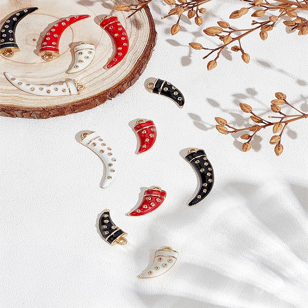 12 pendentifs en alliage émaillé plaqué, 6 styles, sans cadmium, sans nickel, sans plomb, motif Corne de Abondance, couleur or clair mélangée
