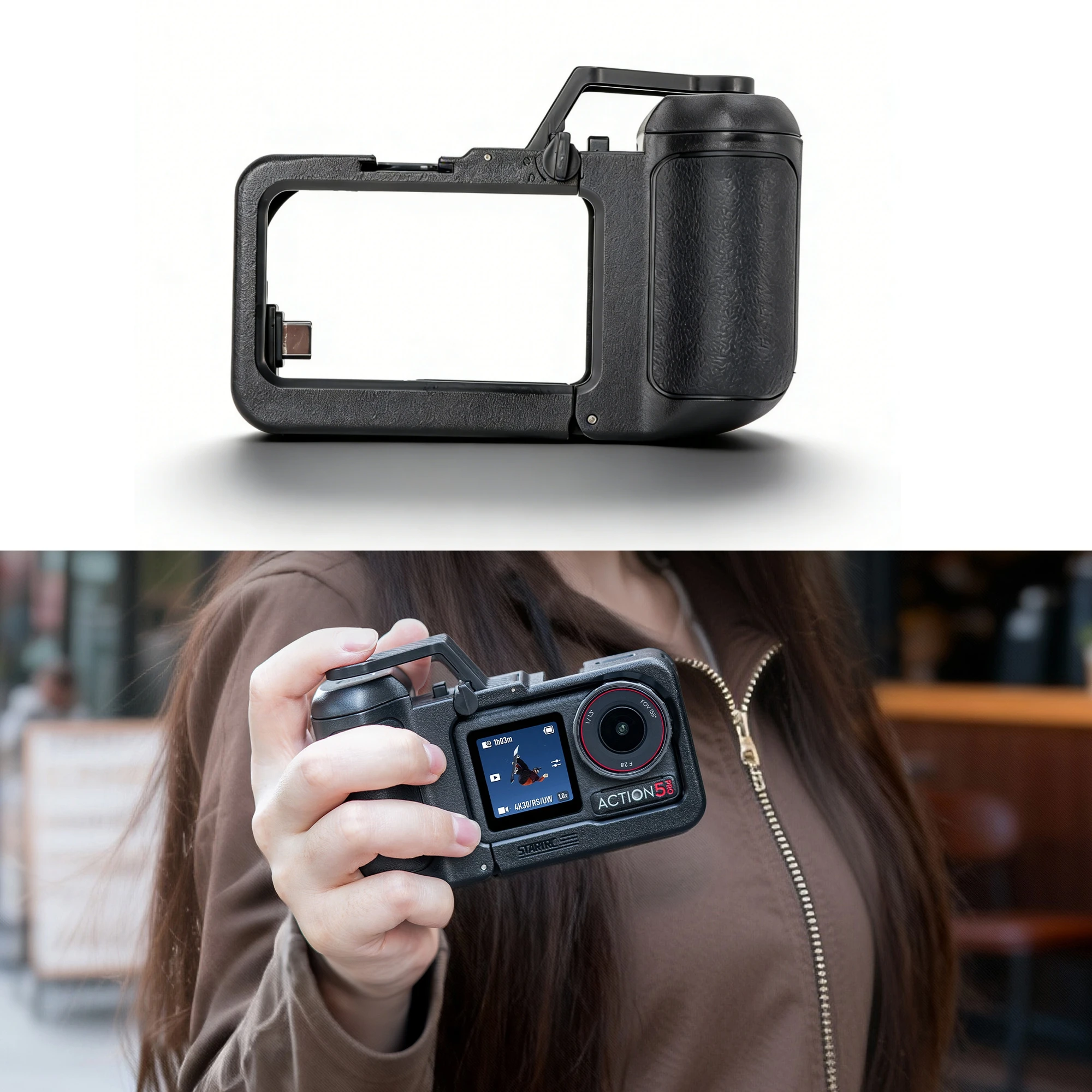 

Рукоятка-держатель для камеры DJI OSMO ACTION 5 PRO 4/3 для уличной фотографии, с функцией зарядки, защитная рамка-аксессуар для крепления камеры