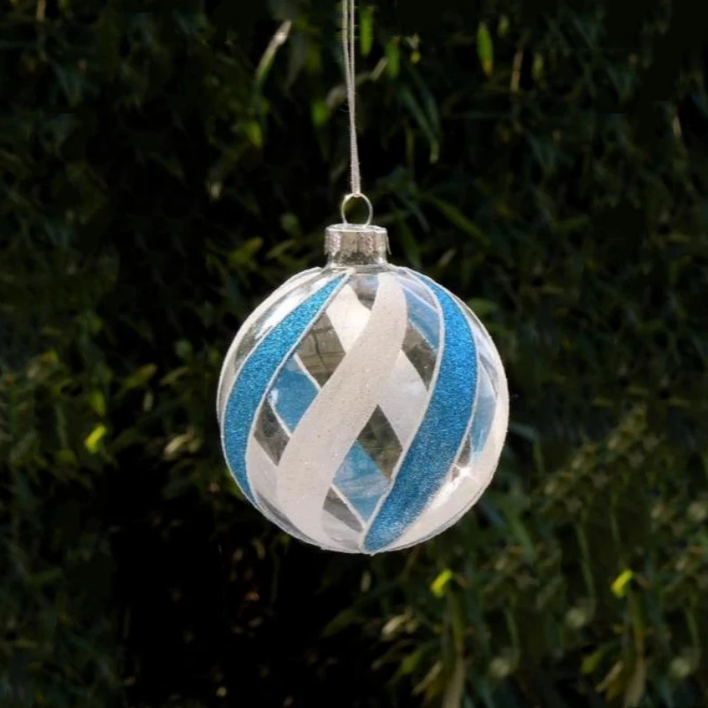 Free Shipping 8pcs/pack Different Design Transparent Handmade Glass Pendant Home Decoration Christmas Tree Hanging Ornament Ball