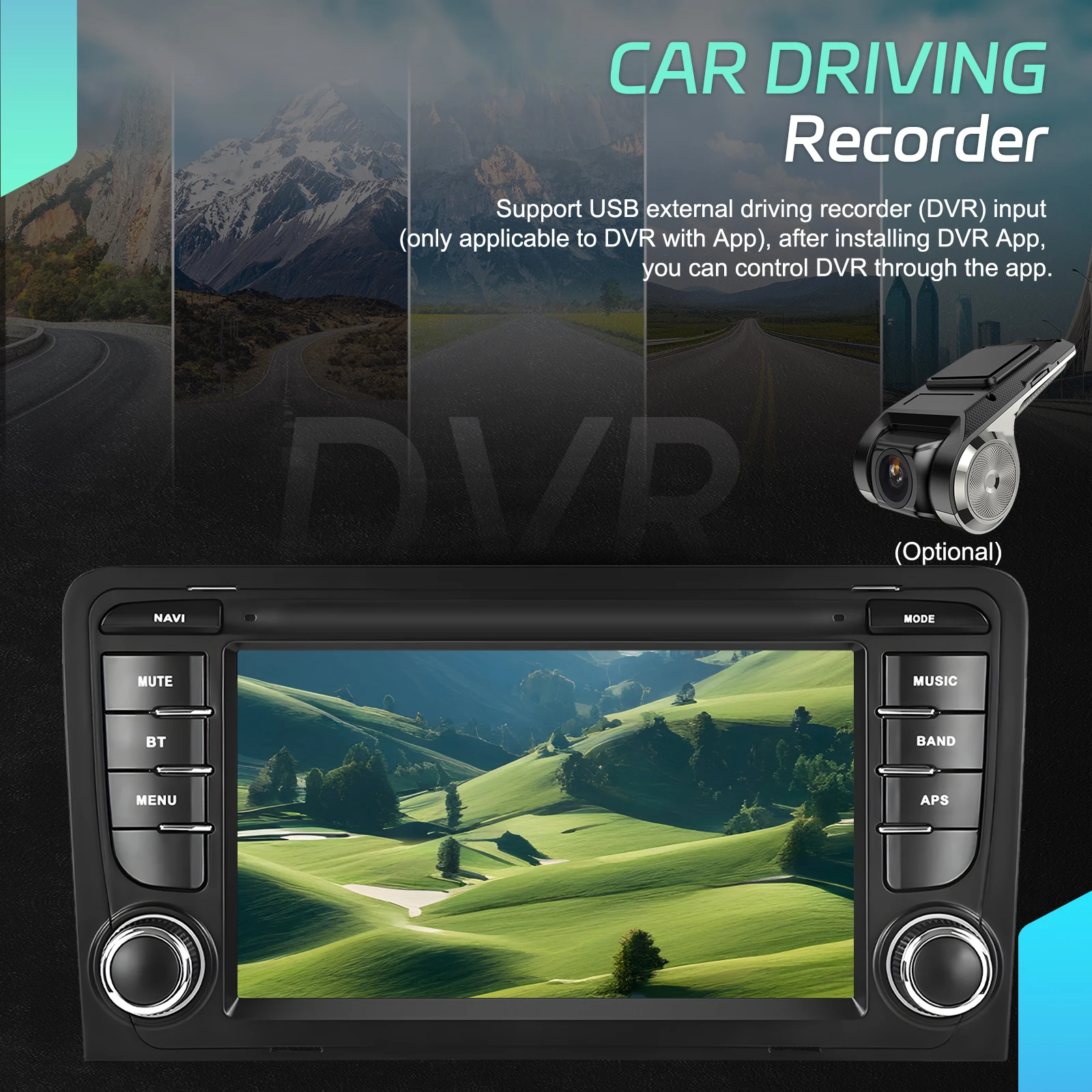 Podofo 7 Zoll 2 Din Autoradio Multimedia-Player für Audi A3 8P/A3 8P1 3-Türer Schrägheck/S3 8P/RS3 Sportback 6+128G HD Kapazitiver Touchscreen Kabelloses Carplay Android Auto Mirror Link Auto-Audiosystem WIFI GPS BT FM/RDS Autoradio Stereo – Detail 7
