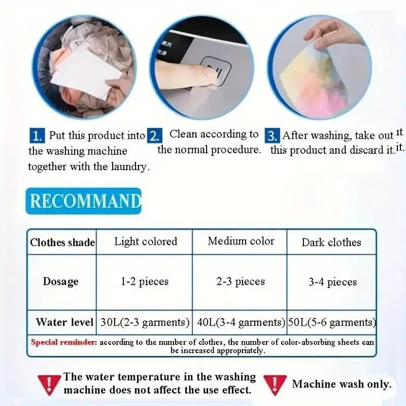 50Color Dye-Resistant Cloth for Laundry，No Chemical Composition，Mixed Laundry Anti-Penetration and Fade Protection，Universal Was