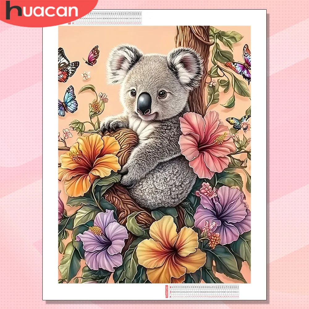 HUACAN Diamond Art Koala Animal Flower Full Kits Diamond Painting 5D Mosaic 5D Hobby Creative Crafts For Home Decoration
