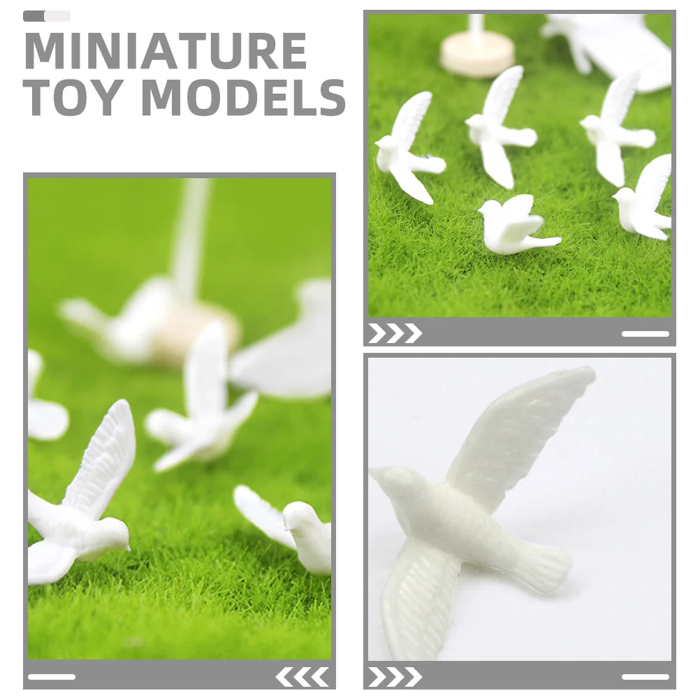 6 Pcs Little White Pigeon Model Birds Mini Figurines Miniature Decorations Resin for Crafts The Party