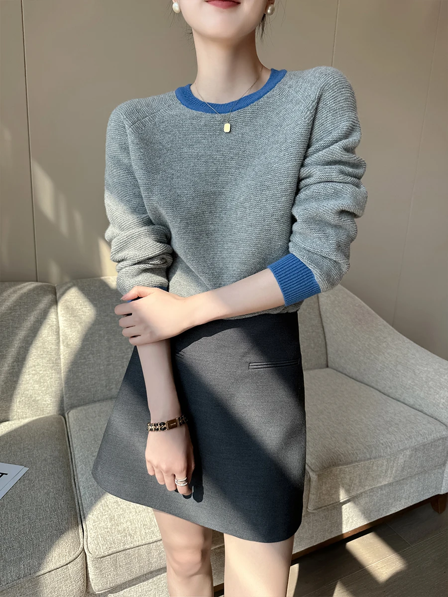 

Удобный длинный вязаный свитер Sve, женский круглый пуловер Ne, утягивающий Sli Commute Sle, осеннее новое поступление