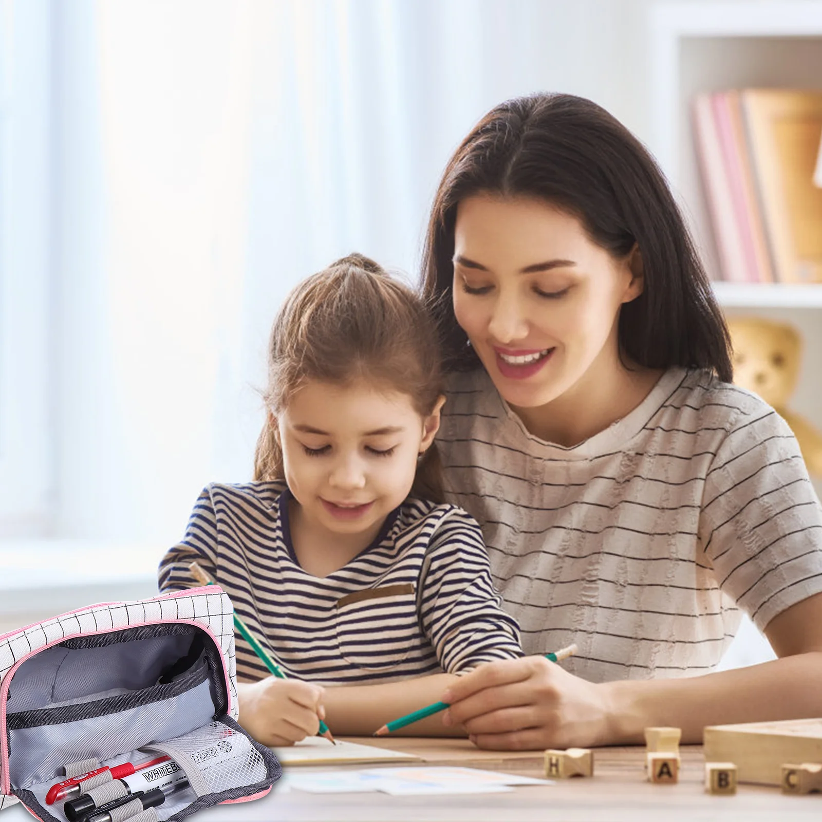 

Large Capacity Canvas Pen Bag Zipper Pencil Pouch Student Stationery Storage Portable Pen Pouch Stationery Bag