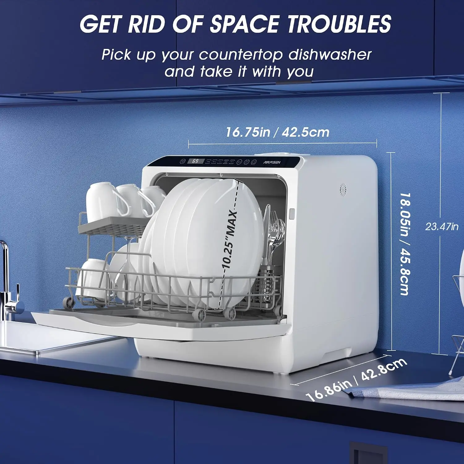Portable Countertop Dishwasher No Hookup Required 6 Modes One Hour Hot Air Drying 72 Hour Air Circulation Built In Water Tank Ho