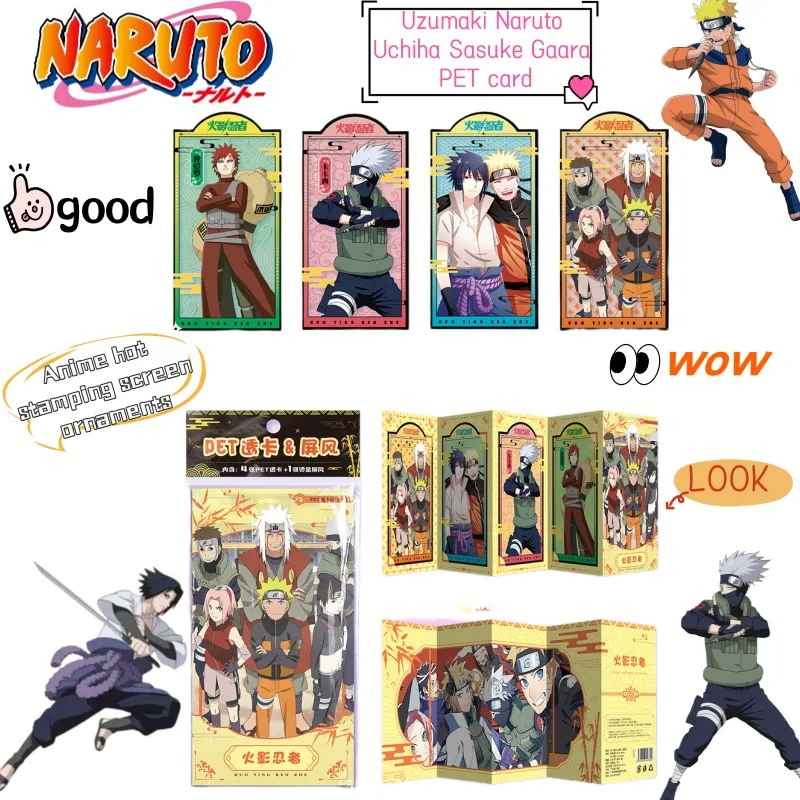 Naruto Uzumaki Naruto Uchiha Sasuke Gaara adorno de pantalla periférica de animé creativo tarjeta transparente de PET de dibujos animados bidimensionales