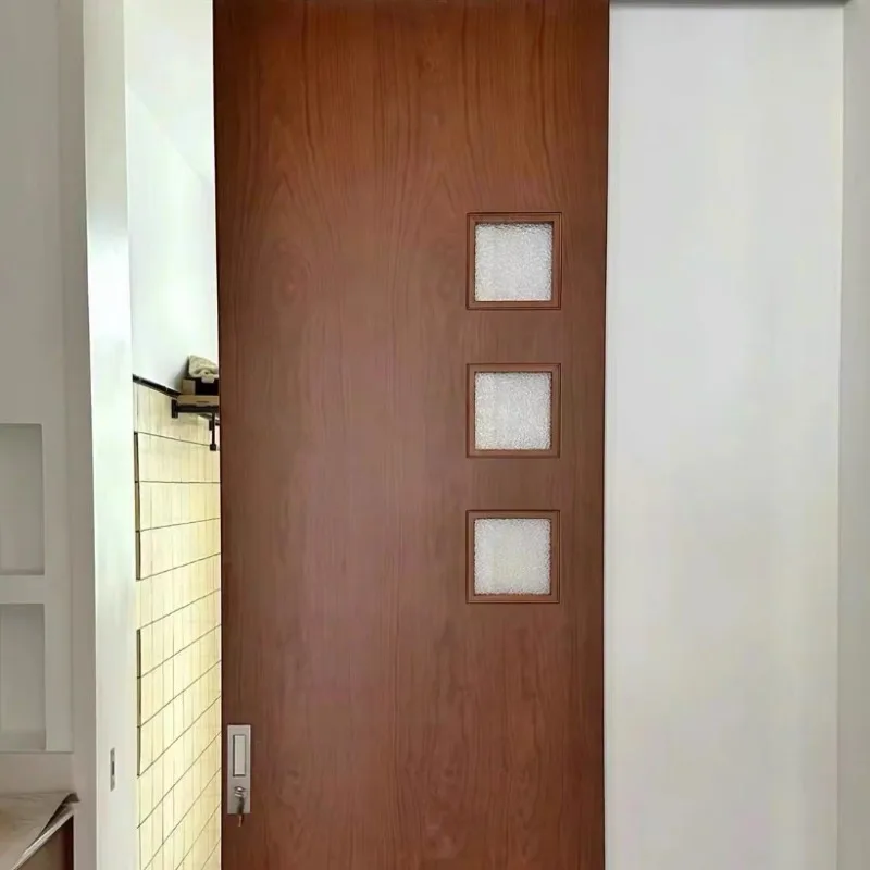 Medieval double-opening folding door, solid wood paint door, kitchen bathroom glass door