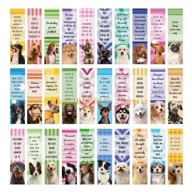 5ASD 30 FEUILLES / Set Dog English Inspirational Book Marker Page Marker Creative Paper Bookmarks Reading Supplies