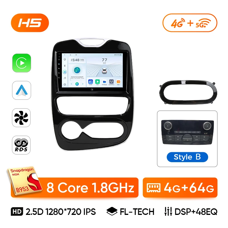 Ainavi Autoradio Voor Renault Clio 4 2012 - 2018 Draadloze Carplay Android Auto Multimedia Speler Stereo 2Din 4G Wifi DSP