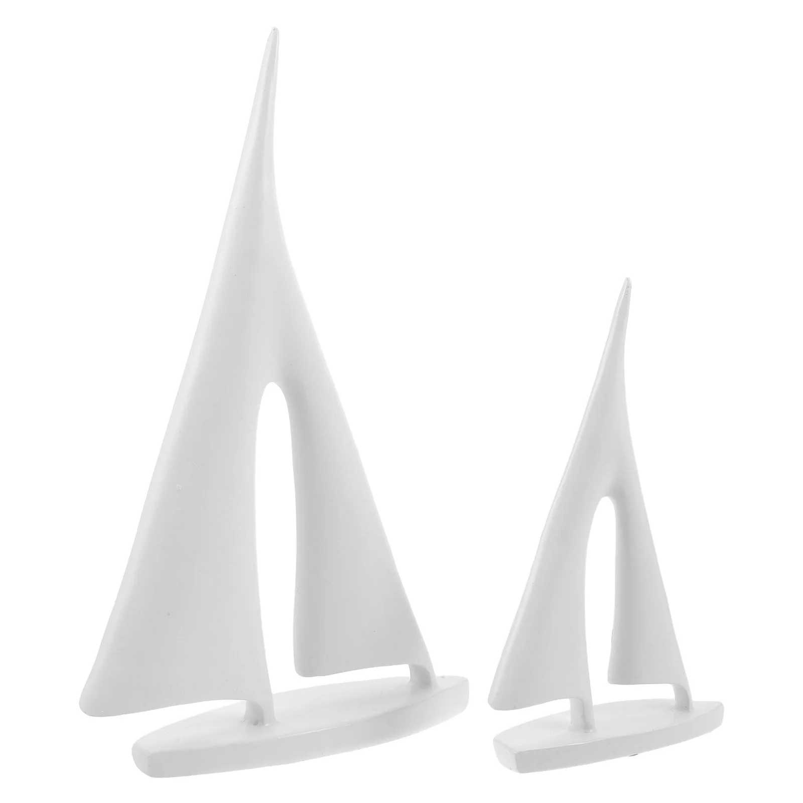 

2Pcs White Resin Sailing Boat Ornament Refined Minimalism Nautical Theme Decor Stable Craftsmanship Bookshelf Cabinet