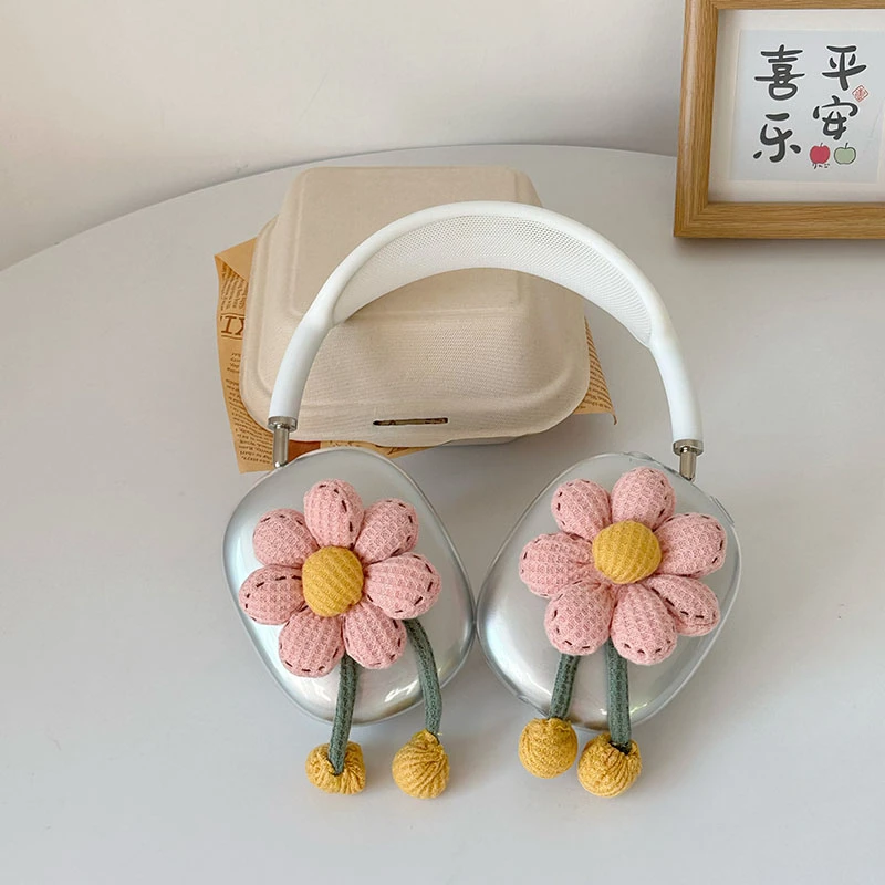 Original Pink Flowers Y2K Airpods Max Headphone Case Cover Soft Shell Custom Cute Airpods Case Headphones Accessories Decoration