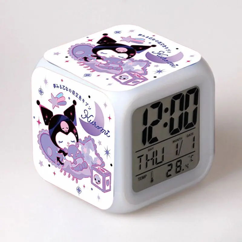 Sanrios Kuromi جديد لطيف الكرتون ساعة منبه إلكترونية طالب المهنية سطح المكتب الموقت متعدد الوظائف ساعة مضيئة صامتة #1
