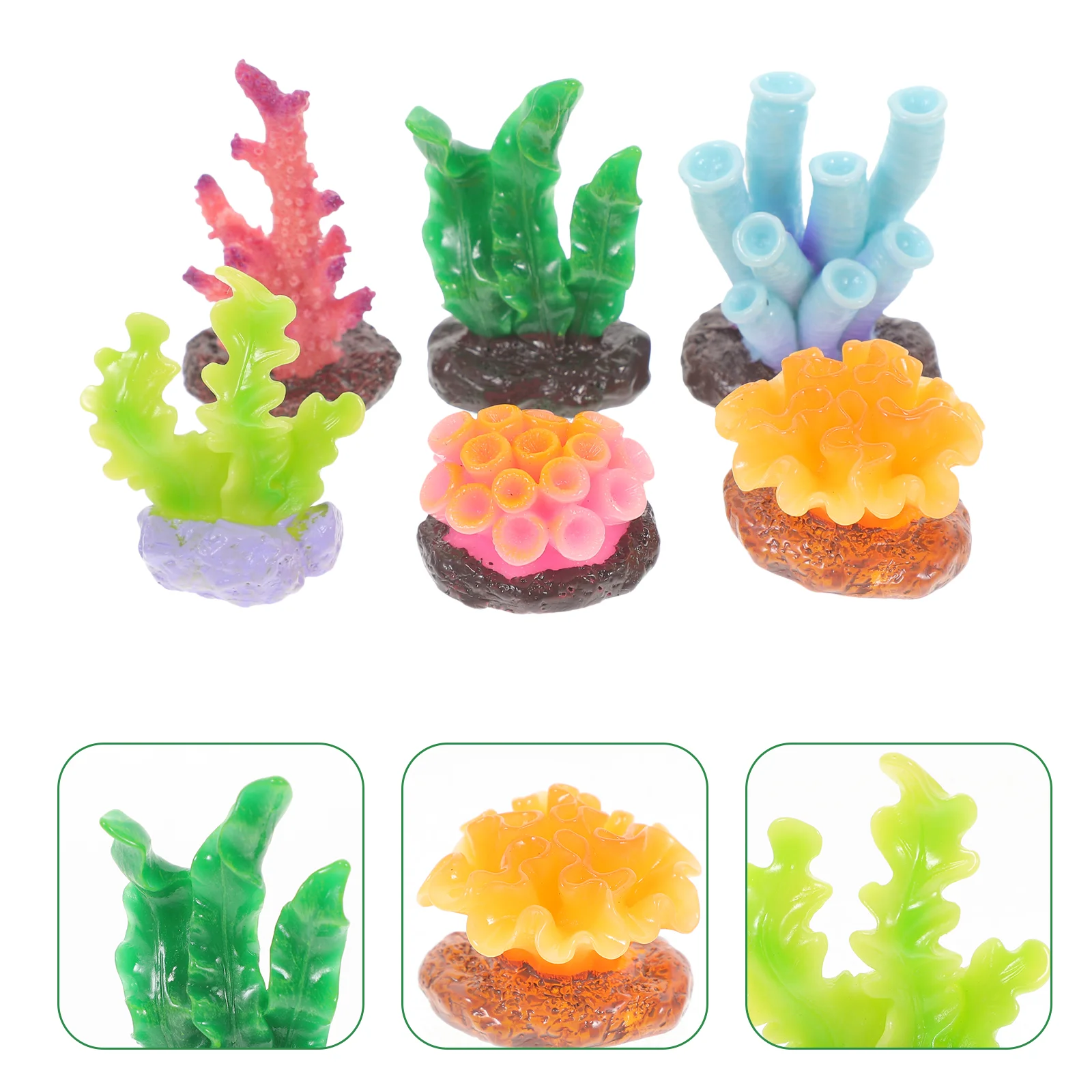 6 Pcs Coral Ornaments Aquarium Reef Decorations for Fish Tank Accessories Plant Resin