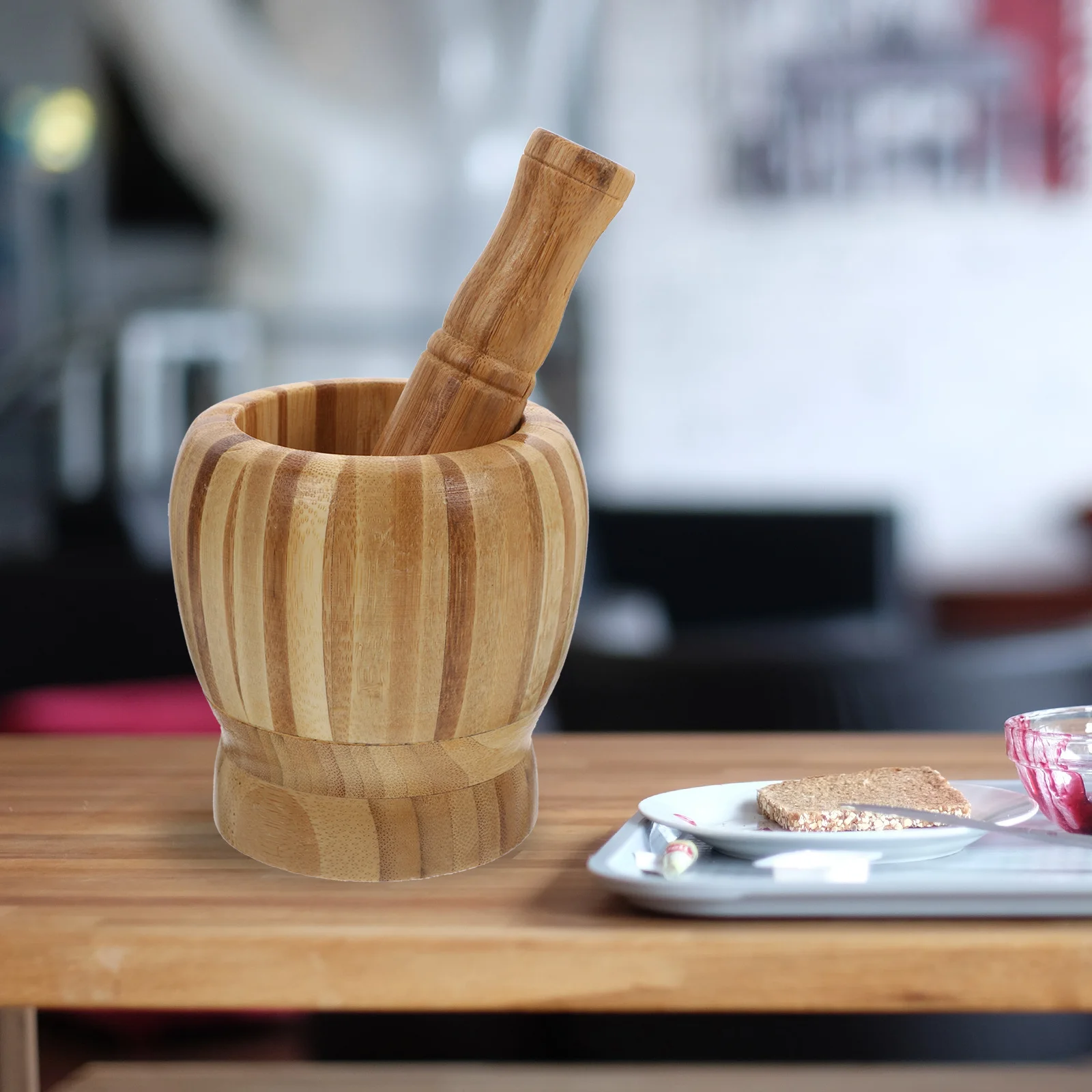 

1Pcs Bamboo Garlic Masher Kitchen Tool Easy Clean Perfect Gift for Friends Who Love Cooking Yellow Garlic Masher