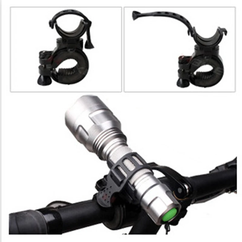 Flashlight Holder Clamp Bicycle Bike Torch Light Mounting Bracket Soft Rubber Adjustable Bicycle Handlebar Light Holder Clip