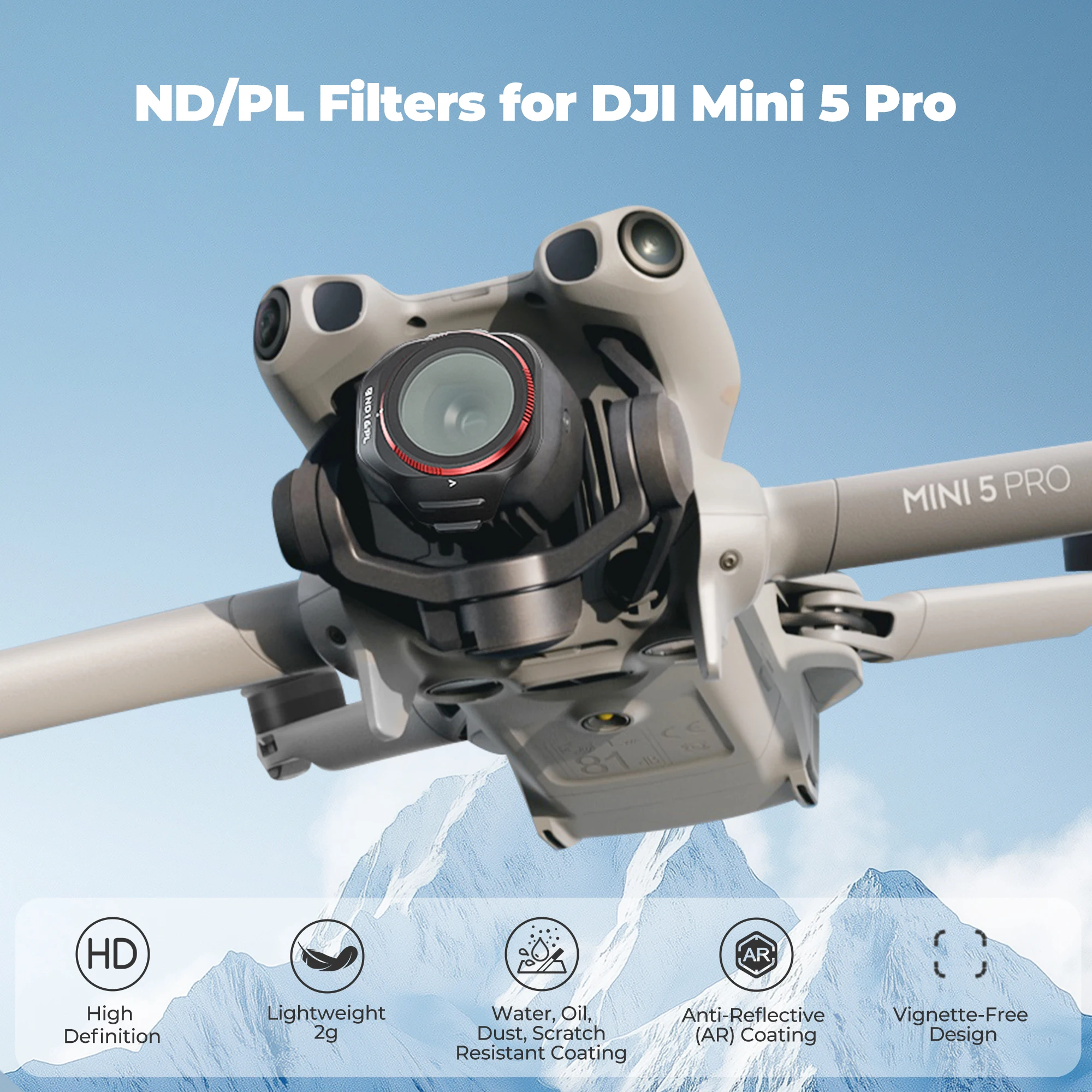 Freewell Single Filters for DJI Mini 5 Pro, ND, UV, ND/PL, LPR, CPL ＆ Black GLOW MIST 1/4 Filter Camera Photography Accessories