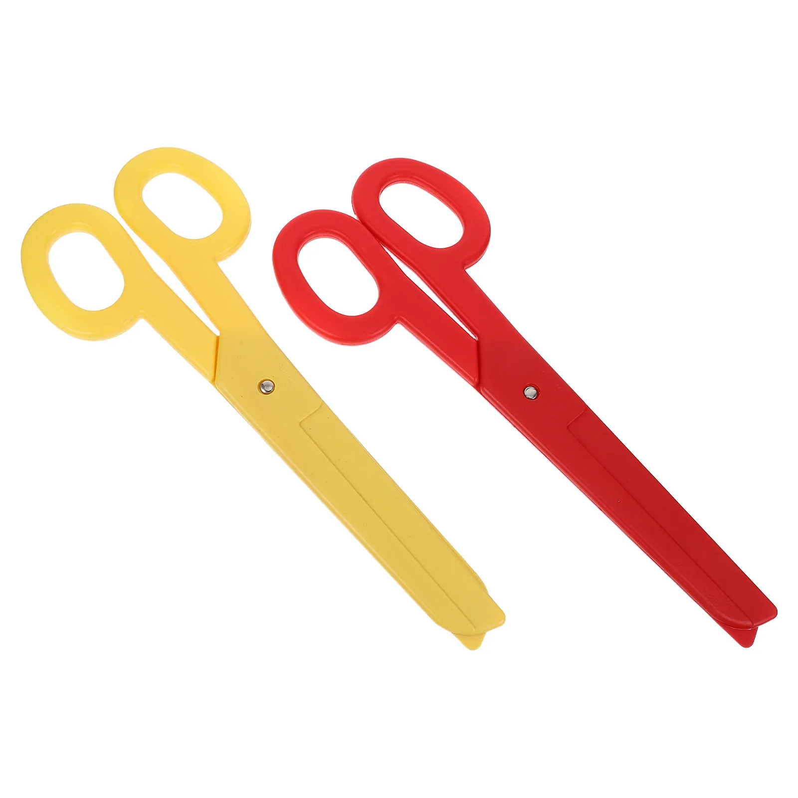 2Pcs Plastic Giant Clown Scissors Red Yellow Lightweight Fake Oversized Scissor Stage Accessory Giant Scissors