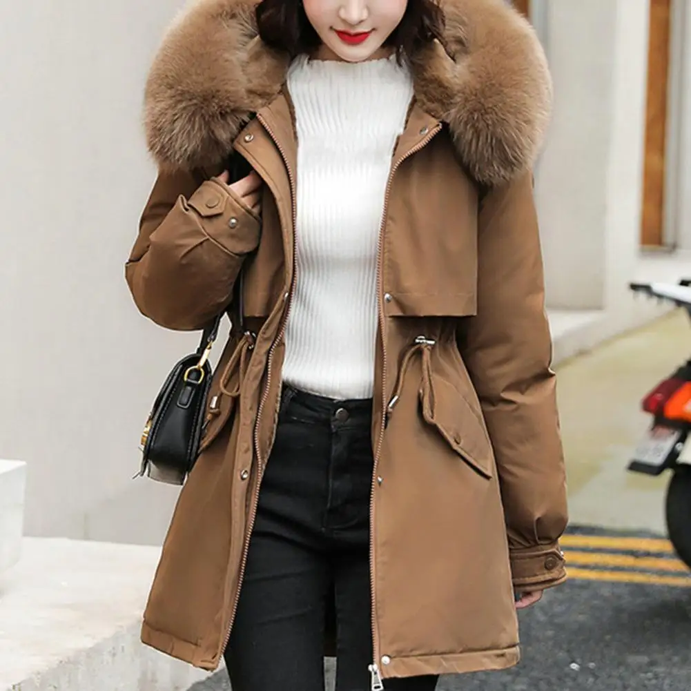 2023 New Winter Thick Warm Down Padded Coats Women\'s Velet Cotton Coat Winter Hooded Loose Parkas Coats Fur Lining Mujer Coat