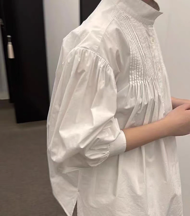 

Ele Accordion Pleat Design Long Sve irt f Skirt Spring Summer New Arrival Women's Cotton Casual Busin Faion