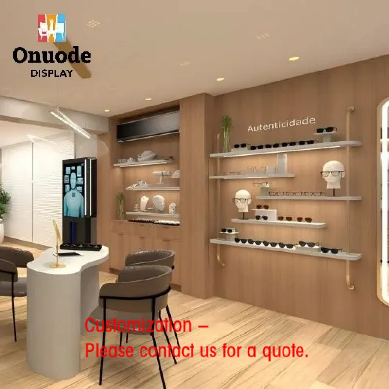 

custom.Custom Luxury Glass Display Cabinet with LED Lights Eyewear & Optical Accessories Full Set Retail Shop S